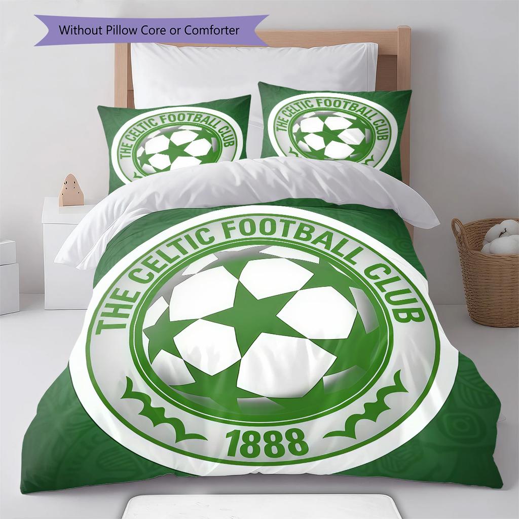 Celtic Football Club Bedding Quilt Set Quilt Cover Pillowcase Home Decoration Birthday Gift (1 * Duvet Cover + 2 * Pillowcase, Without Core)