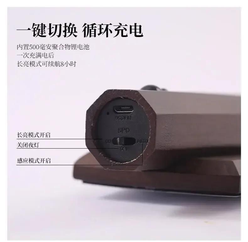 Smart Automatic PIR Motion Sensor Rechargeable Magnetic Night Light Wooden Wall Light Bedroom Wardrobe Cabinet Light Square Base