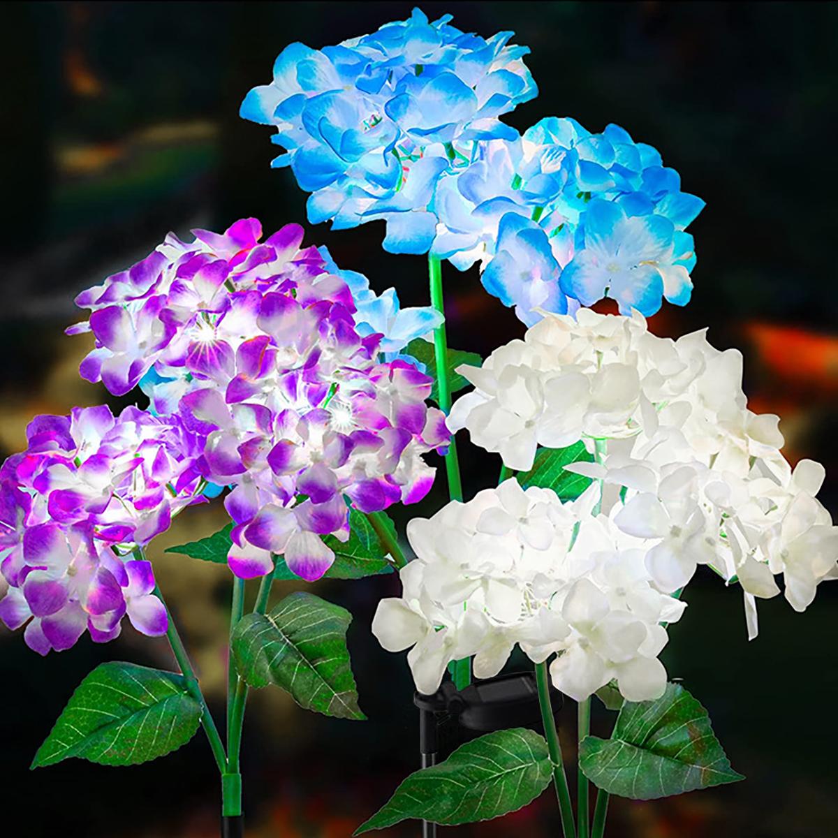 1pc Solar Hydrangea, LED Outdoor Solar Garden Lights, Solar Lawn Lights for Garden, Yard, Lawn and Pathway, Garden Lighting blue белый