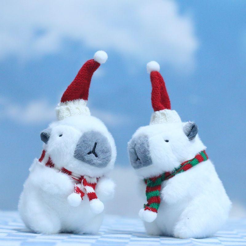 Delightful Cartoon Capybara Christmas Plush Toy Keyring For Bags And Key Accessories