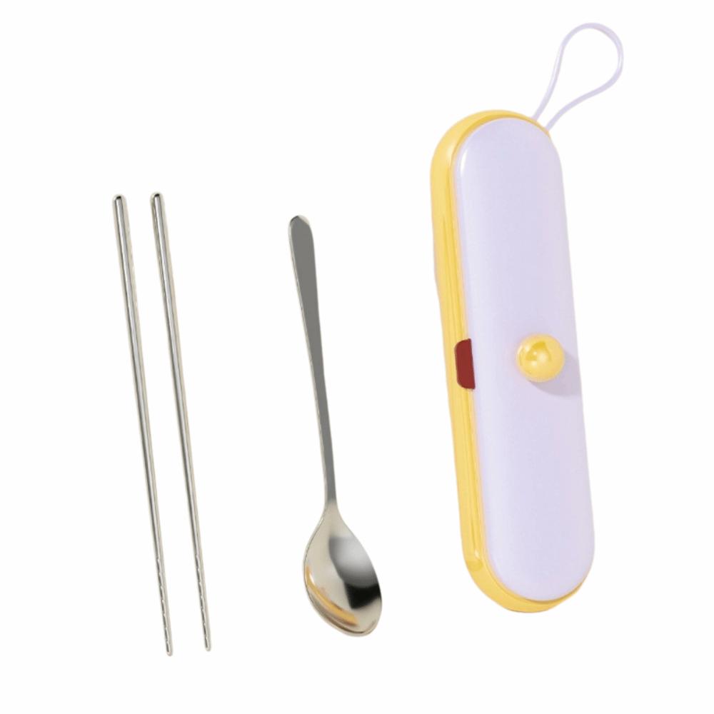 Dopamine Portable Tableware Set Cartoon Pattern Flatware Set  Outdoor Dining 2 Pcs/Set Purple 1