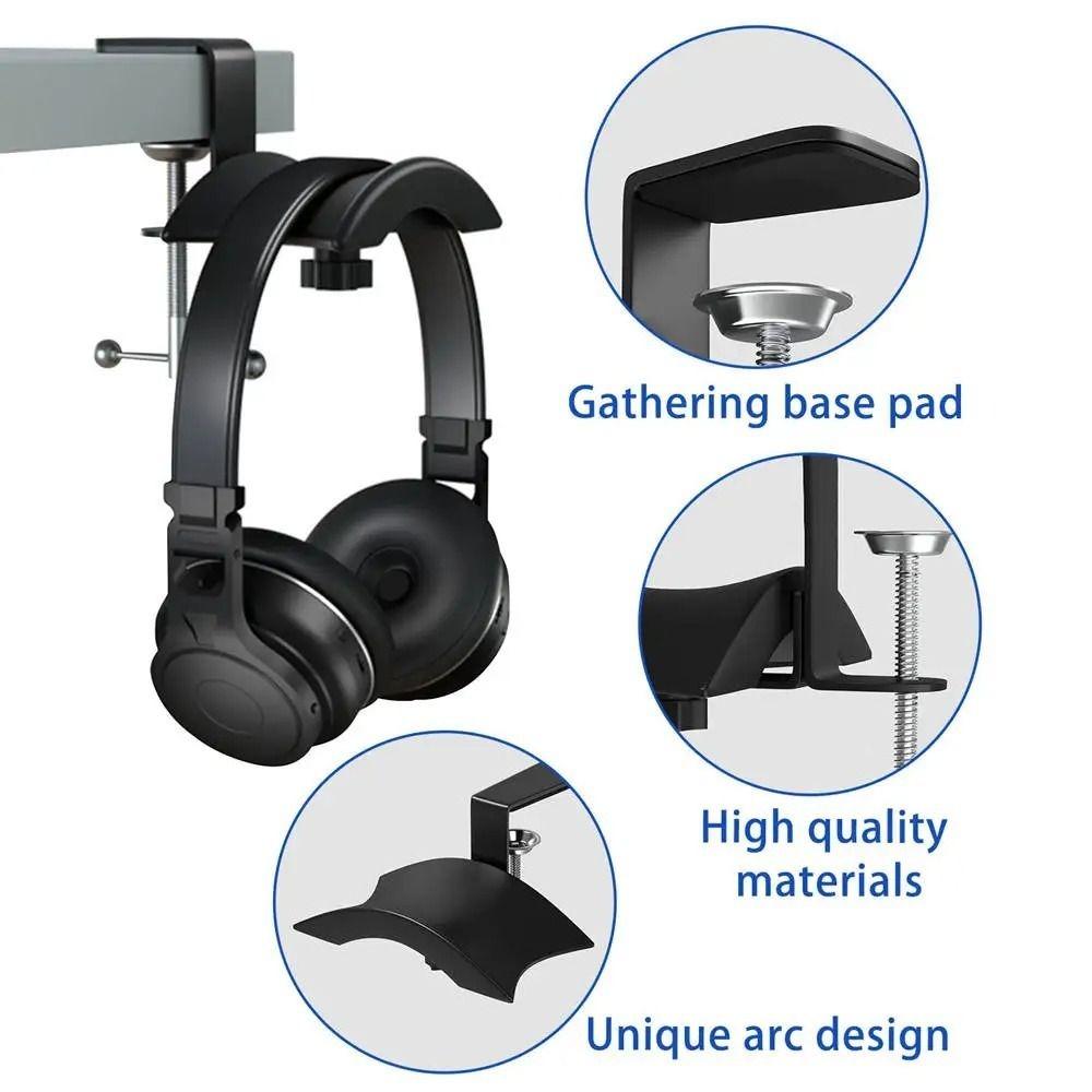 Anti-Scratch Cushion Headset Hanger Metal Desktop Earphone Holder Office Computer Desk