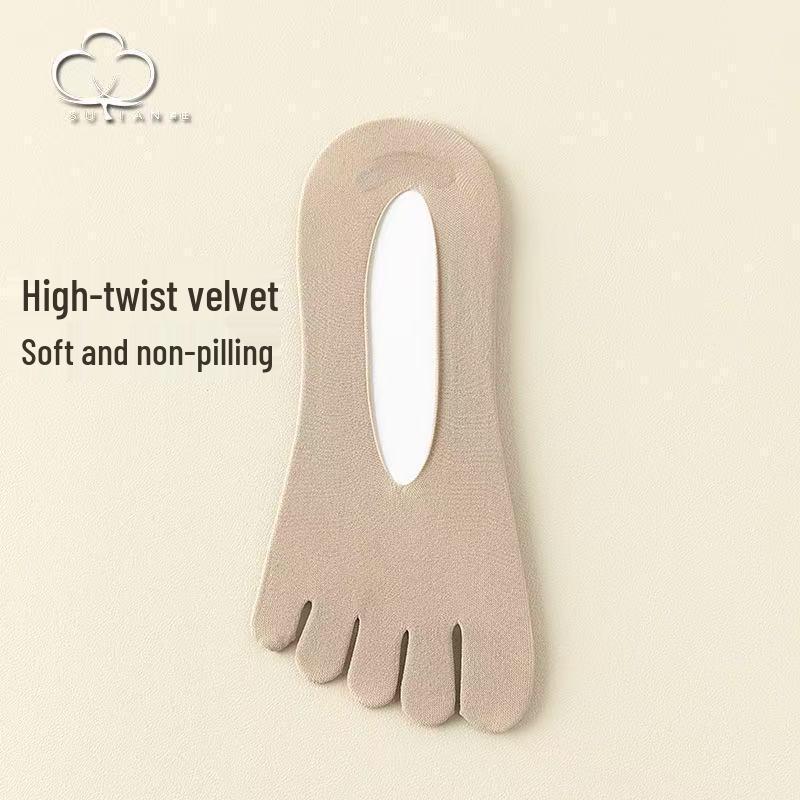 

Men s Summer Breathable Five-Toe Non-Slip Low Cut Ice Silk Socks One Size (38-43)