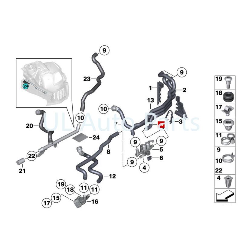 UL Auto Parts For 64539119168 5series F18 520Li 730d 750i  The Coolant Hose Flows Into the Pipeline 2.1