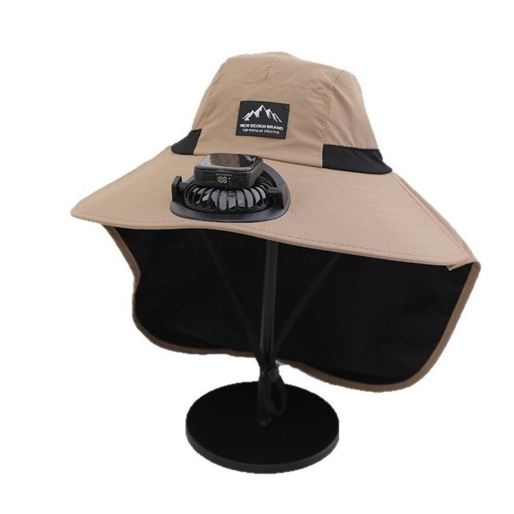 Wide Brim Fisherman Caps with Solar Powered Fan Panama Cap Fashion Bucket Hat  Outdoor