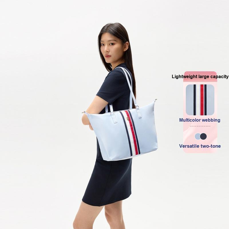 Tommy Hilfiger Color Block Woven Strap Lightweight Large Capacity Tote Bag Women tote bags Multicolor XW0XW04114