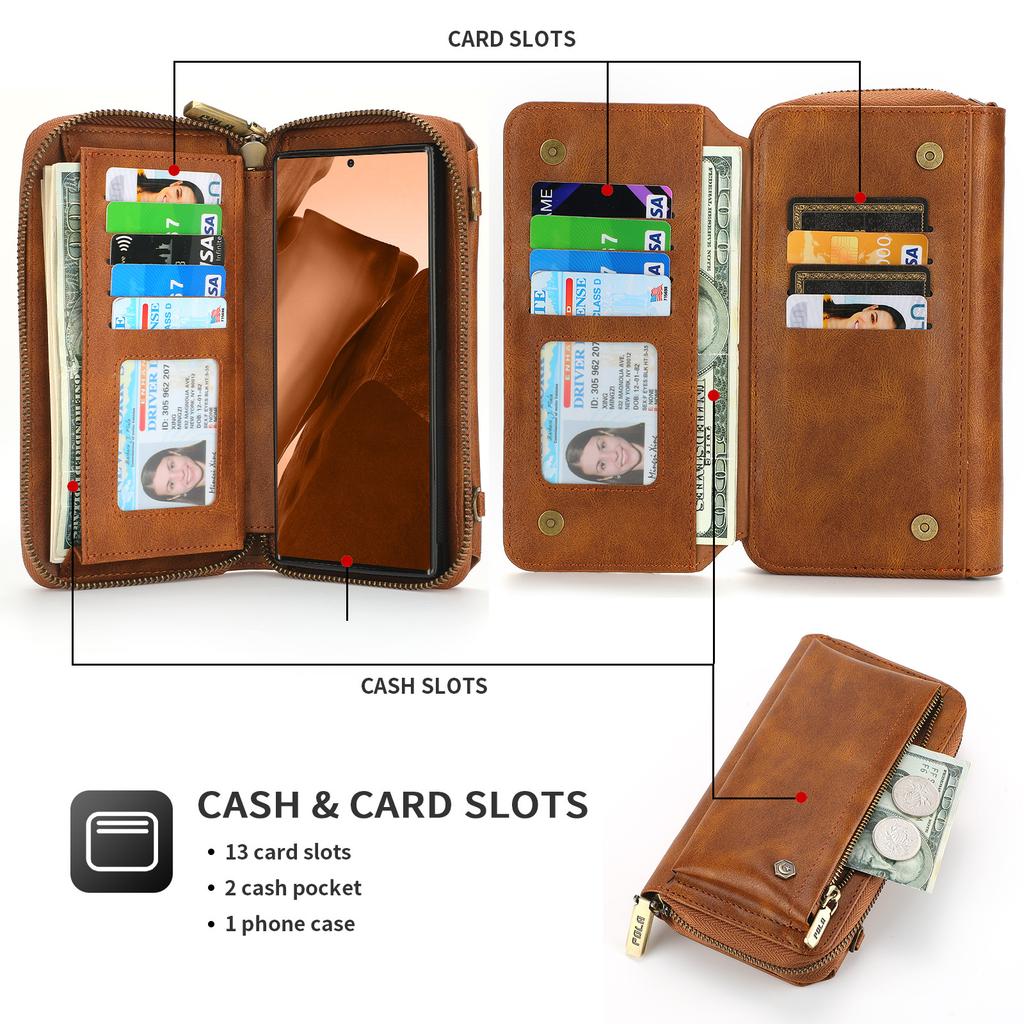 Suitable for Samsung S22 mobile phone leather case Note20 multi-function zipper wallet protective case, retro oblique span bag