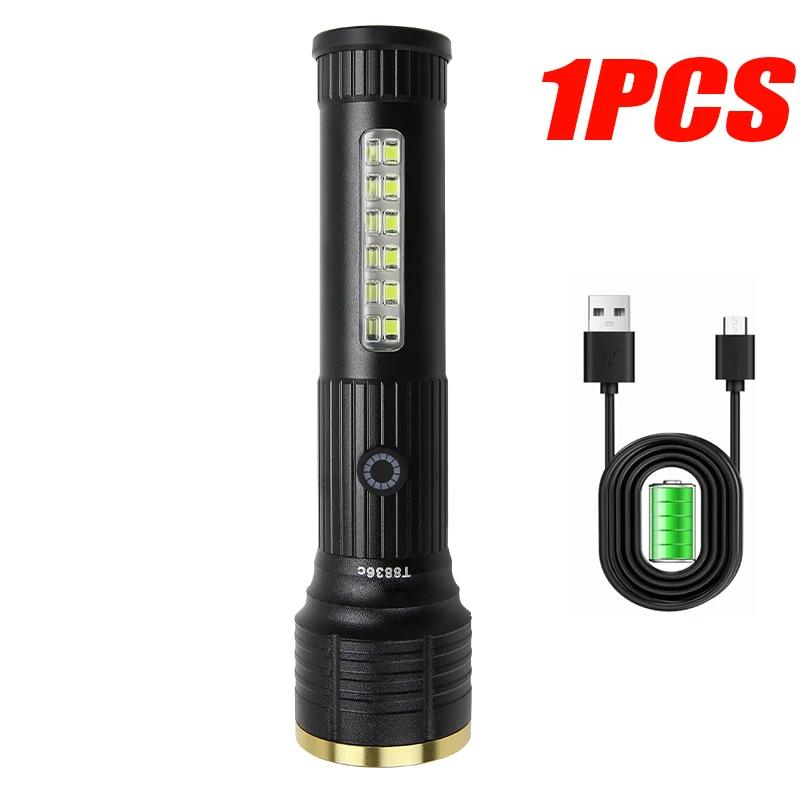 Super Bright Flashlight USB Rechargeable LED Torch 3 Modes Light Waterproof Handheld Flash For Home Emergency Working Camping