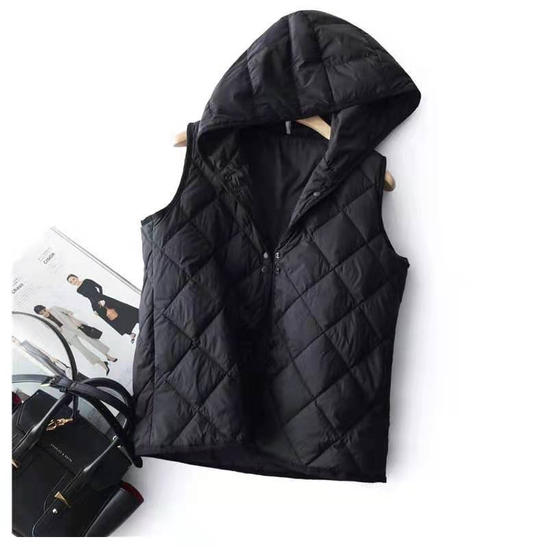 Hooded Women's Vest, Light, Fashionable and Simple Women's Autumn and Winter Vest Women's Coat