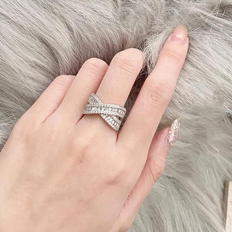 Cold Wind Light Luxury Fashion Personality Niche Design Retro Full Diamond Zircon Adjustable Open Index Finger Ring