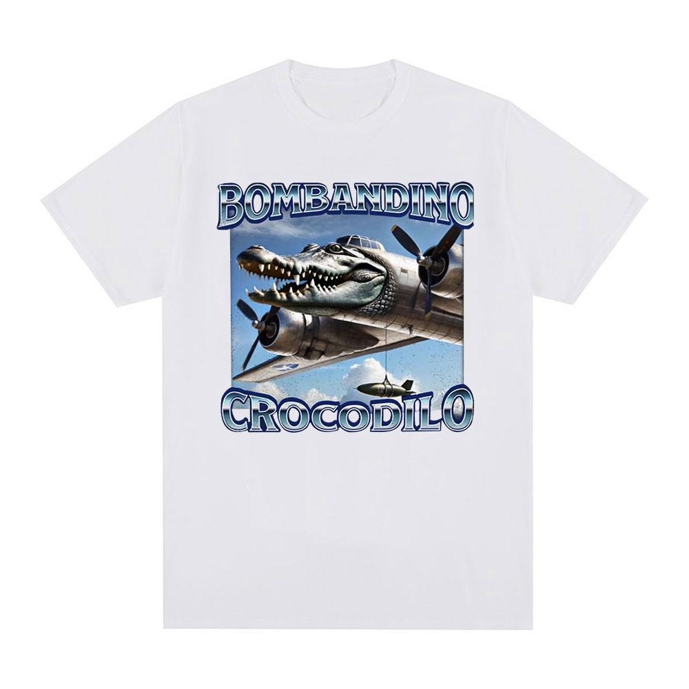Bombardiro Crocodilo Funny Crocodile Plane Bomber Meme T-shirt Men Women Clothing Casual Cotton Oversized Short Sleeve T Shirts