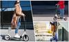 Foldable Kick Scooter for Kids and Adults, 4 Height Adjustments, Foot/Hand Brakes, 8-Inch Tires, Stand-Up Two-Wheel Vehicle