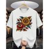 European Size Front Floral And Sunflower Pattern Printed Round Neck Short Sleeved T-Shirt Top, Comfortable And Breathable Fabric, Casual Sports Style