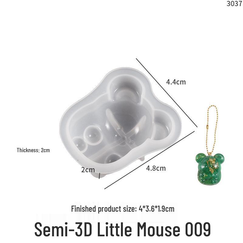 Poppy Drop Resin Mirror Little Bear, Rabbit, Mouse Silicone Mold for DIY Keychain Pendant