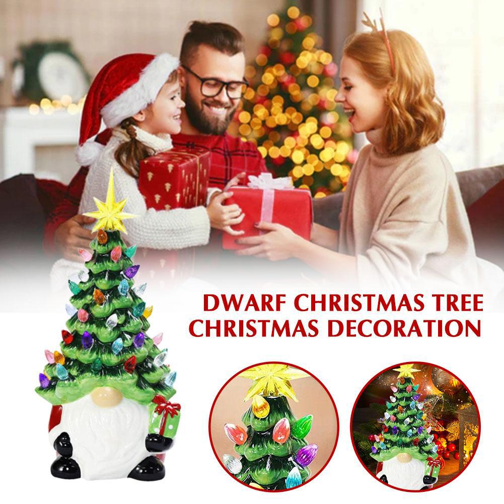 Newest Christmas Decoration Resin Gnome Xmas Tree Figurines Statue Ornaments Creative Dwarf Miniatures Desktop Decoration Crafts