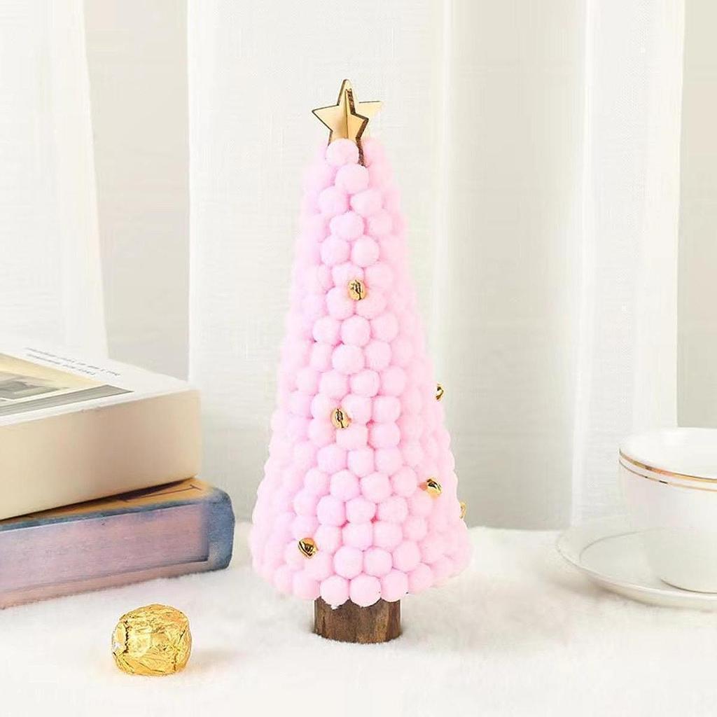 Wood Sculpture Christmas Tree Statue Decoration Collection Xmas Tree Figurine Ornament for Indoor Cabinet Office Housewarming