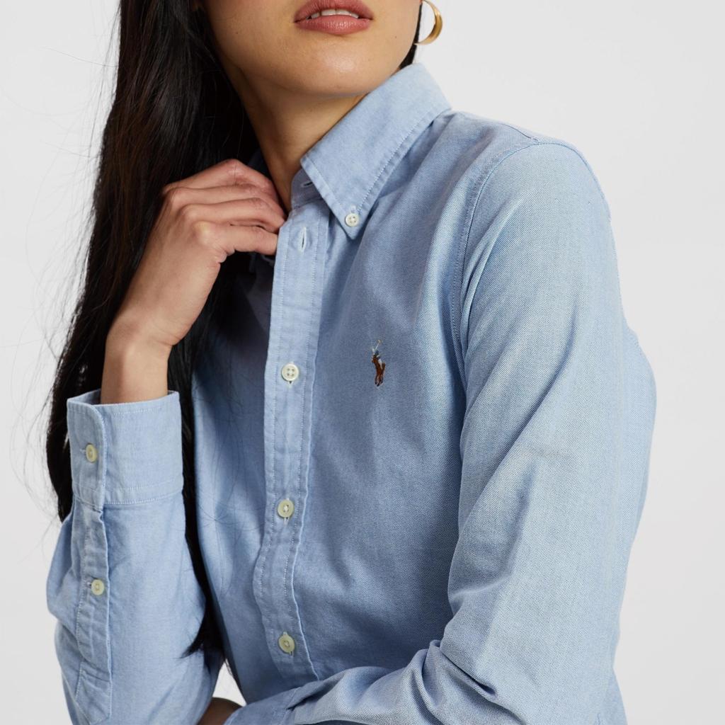 Polo Ralph Lauren Solid Color Point Collar Single Breasted Long Sleeve Shirt Women Shirts Light-Blue 211747514019
