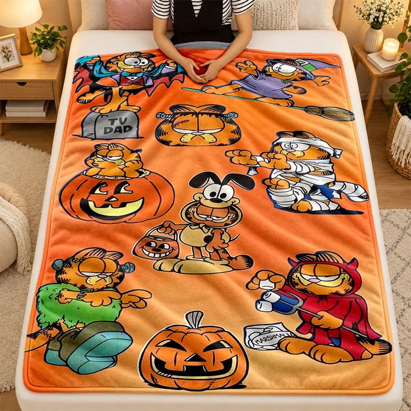 Flannel BlanketGarfield Warm Soft Throw Blanket for Indoor Sofa Bed Living Room Use
