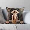 Bildschirm Goldene Weibliche Statue Quadratischer Kissenbezug Polyester Leinen Samt Kreativ Reißverschluss Dekorative Sofakissenhülle 18"