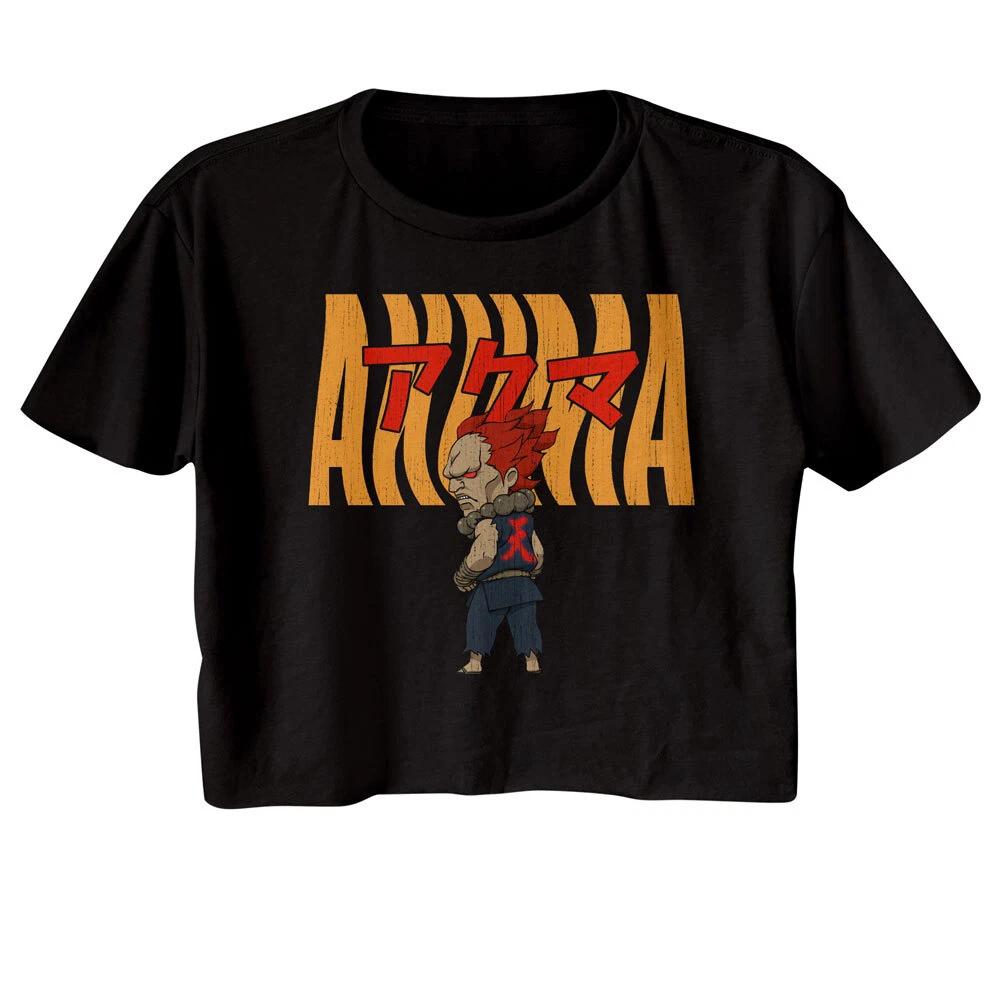 Street Fighter Capcom Akuma Japanese Chibi Character Women s Crop Top Shirt 3XL