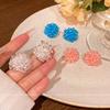 Holiday Wind Cool Blue Beaded Hydrangea Stud Earrings Women's Earrings Internet Celebrities Show White Ears