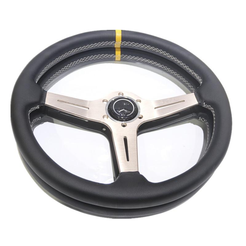 15inch 360mm Racing Flat Steering Wheel Auto Universal Leather Simulated Racing Game Steering Wheel