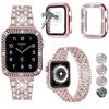 Metal Strap with Case For Apple Watch 45mm 41mm 44mm 42mm 40mm 38mm Diamond Bracelet Wristband for iWatch 9 8 7 6 5 4 3 SE Cover
