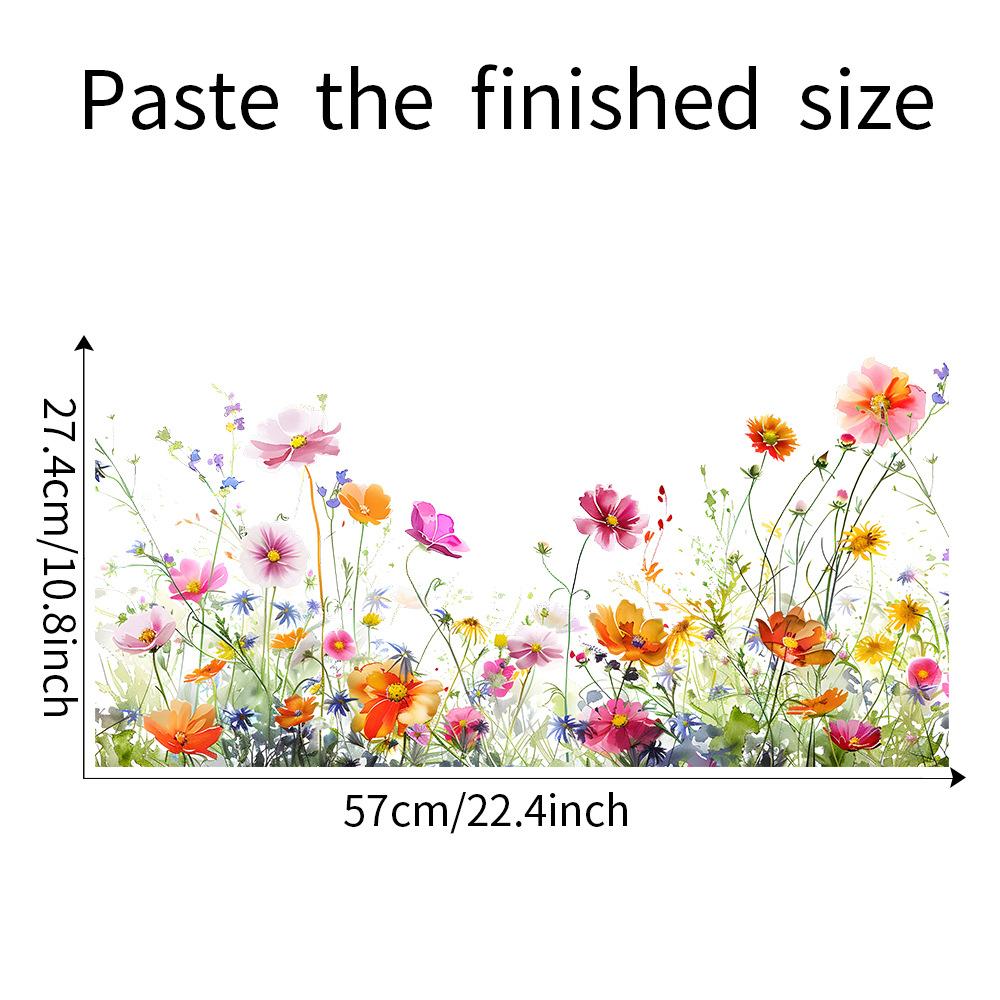 Handbemalte Blumen und Blätter Fensteraufkleber Künstlerische Glasfenster- und Türfolien für Wohnzimmer Heimdekoration