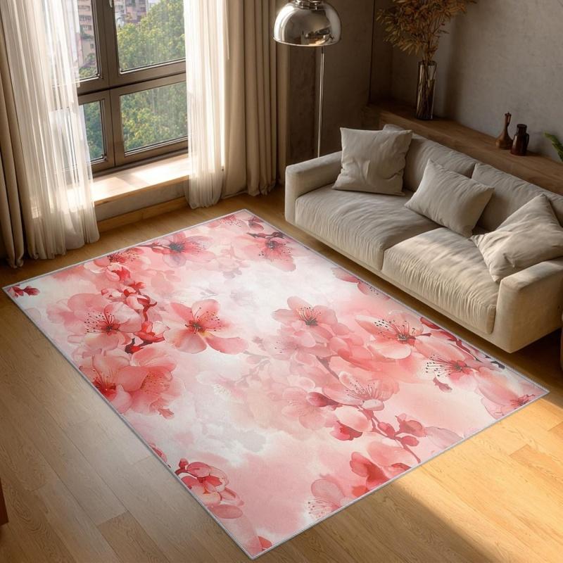 Modern Minimalist Neutral Leaf Area Rug Boho Aesthetic Botanical Print Carpet Non-Slip Farmhouse Home Decor Indoor Floor Mat