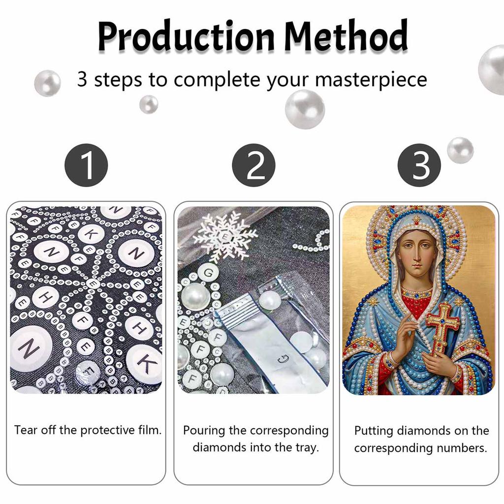 DIY 3D Pearl Diamond Painting Art Set Virgin Mary Religious Holy Figure Home Decor Art Set Wall Art