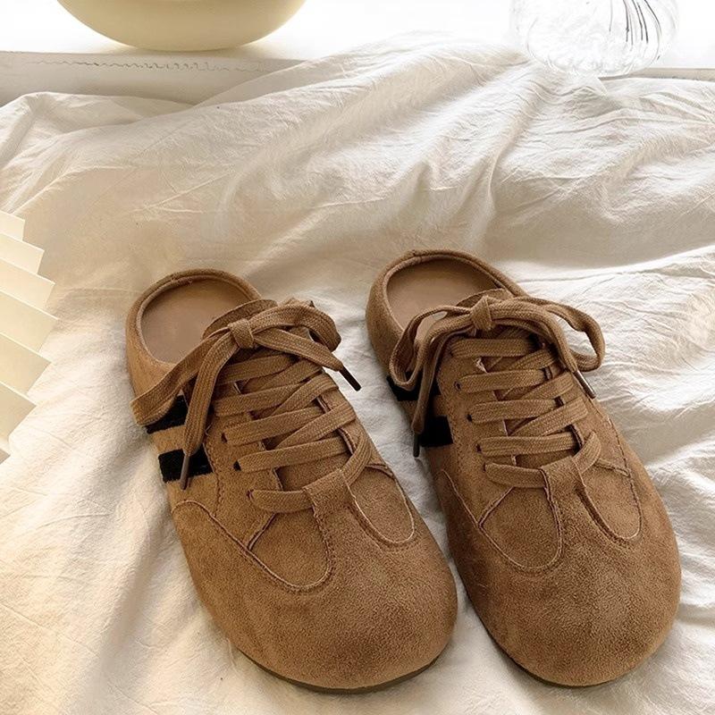 New Summer Retro Comfortable Bag Head Half Slippers Thin Thick-soled Non-slip Heel Lazy Shoes