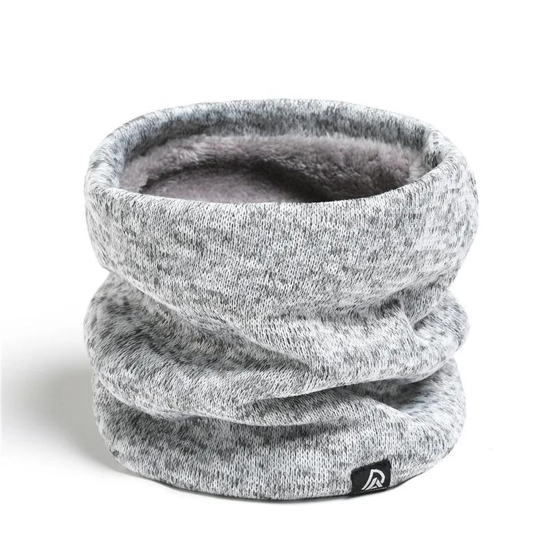 Sciarpa a collo in maglia tinta unita per uomo e donna Unisex Fodera in pile Autunno Inverno Sciarpe calde per il collo Spessa Bufanda Sciarpa-maschera Anello Sciarpa