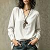 Women's Linen Shirt Casual Long Sleeve Color Button Down Top for Work and Daily Wear
