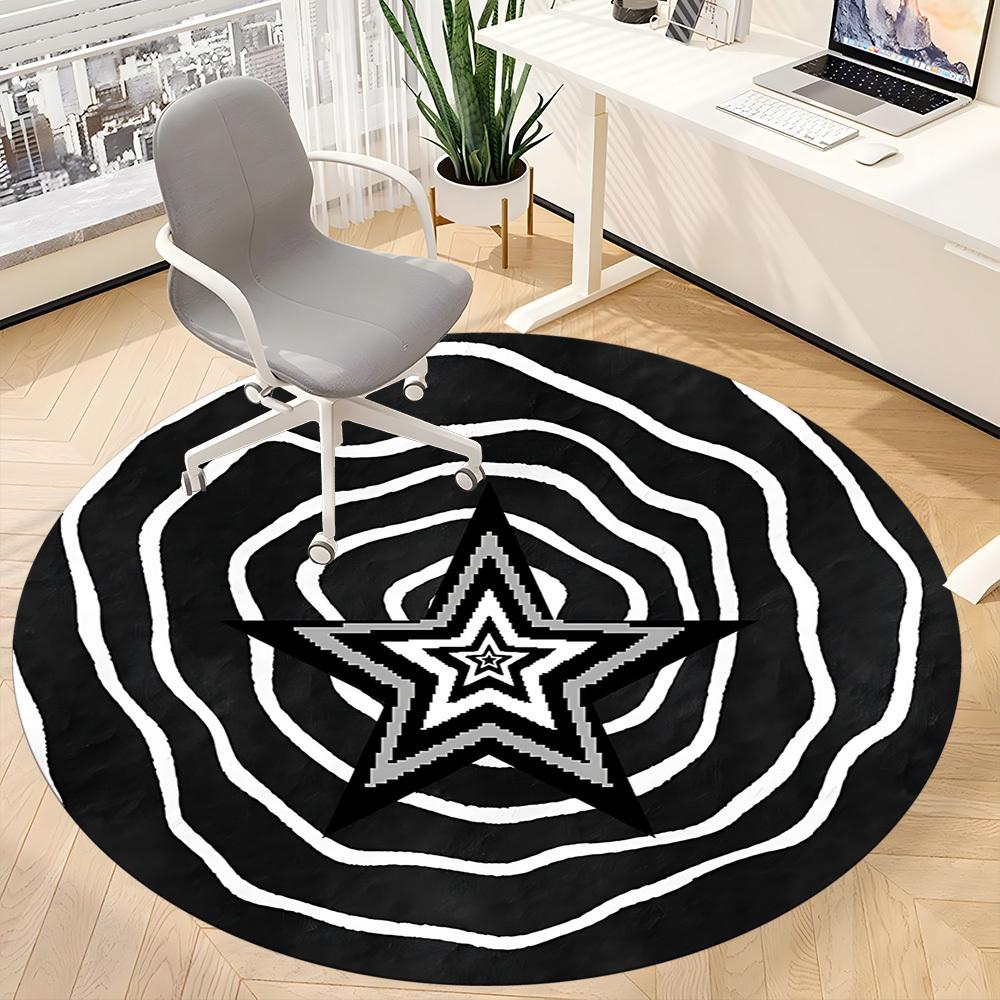 1pc Star Vortex Office Round Area Rug, Mat Suitable For Office, Under Office Chairs Bedroom Living Room Home Decor, Room Deco