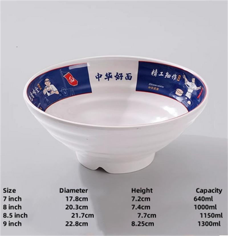 Melamine Noodle Bowl Household Plastic Tableware Restaurant big round Ramen Salad Bowl Thickened Not Easily Broken Soup Bowls