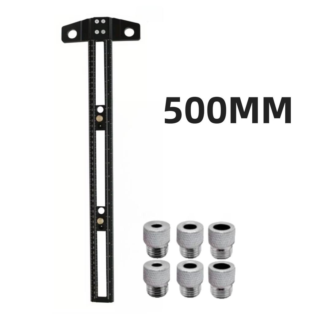 300/500MM Woodworking 2 in 1 Drilling Positioning Scoring Ruler - Adjustable T Square - Aluminum Scriber Marking Gauge Tool