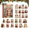 Cute Animal Pendant for Christmas Tree Guinea Pig Advent Calendar, 24-Day Acrylic 2D Ornament Set with Creative Gift Outfits, Hanging Decor,