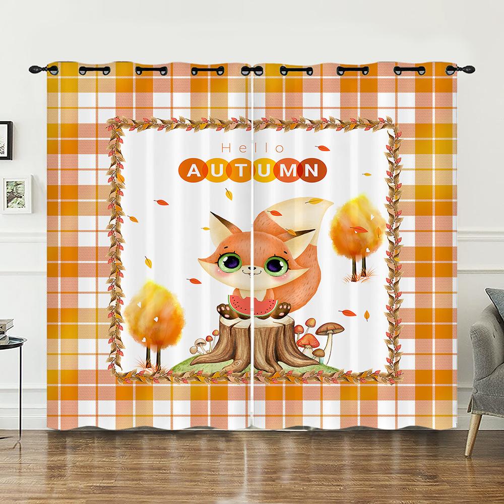 Curtain Cartoon Animal Plaid Blinds Digital Printing Blinding Curtains Punching