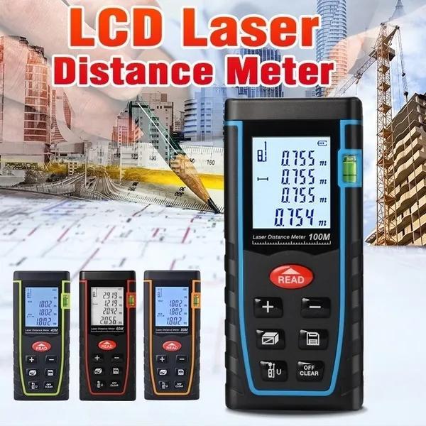 Misuratore di Distanza Laser 40M 60M 80M 100M Telemetro Metro a Nastro Laser Ricerca Distanza Dispositivo di Misura Edile Righello Strumento di Test a