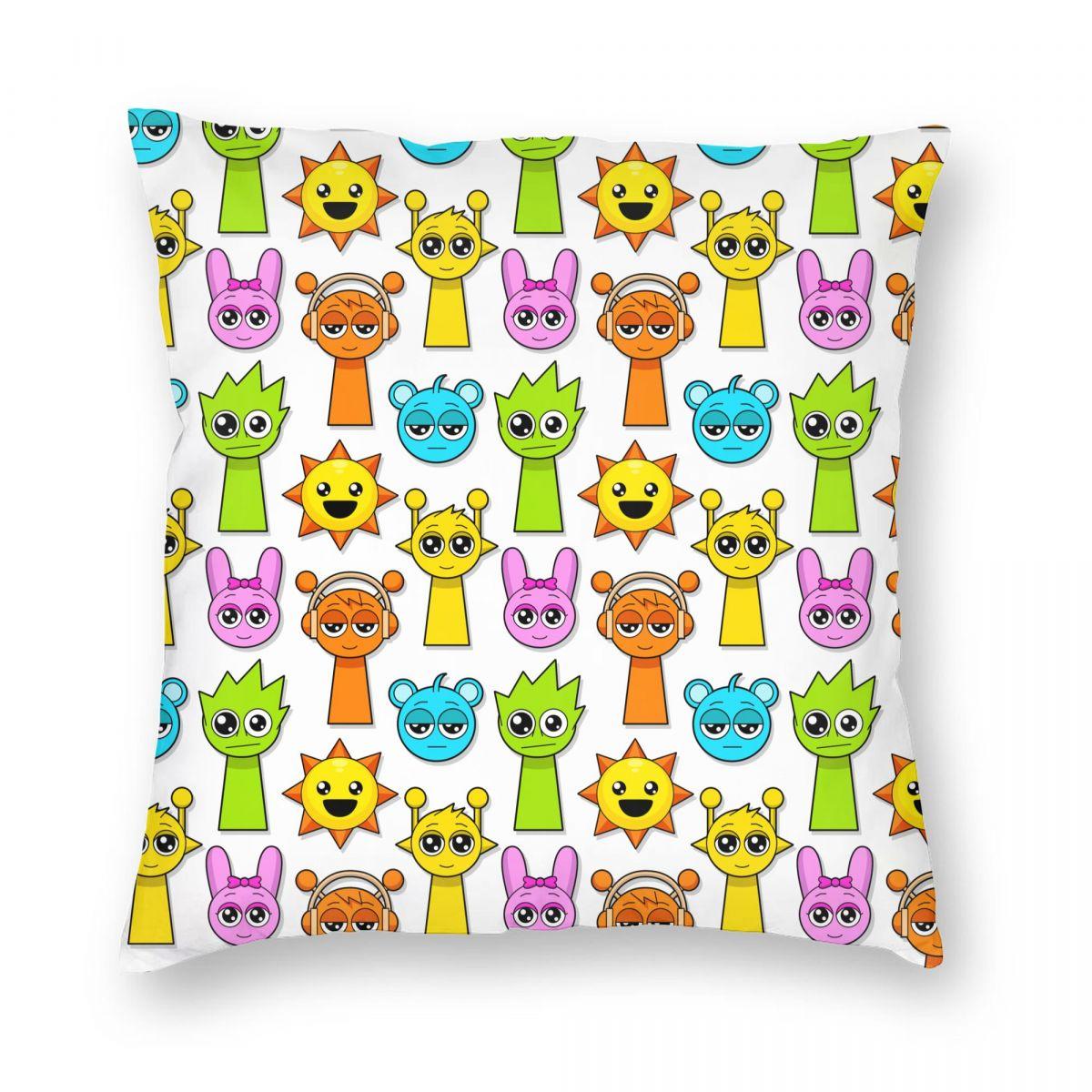 

Cartoon Sprunki Game Pillowcase Soft Polyester Cushion Cover Decorations Pillow Case Cover Home Zipper 18 12x12Inch
