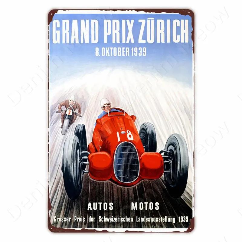 Monaco Grand Prix Vintage Metal Sign, Car Racing Tin Plaque, Motorcycle Retro Poster For Bar, Man Cave, Home, Autos Wall Decor