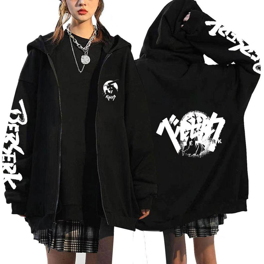 Berserk Japonské Anime Mikiny s Kapucí na Zip Dámské Pánské Mikina Harajuku Kreslené Bundy Unisex Kabáty Topy Hip Hop Mikina Streetwear