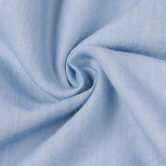 Mini Dress Ruffle Sleeve Solid Color Women Loose Round Neck Denim Dress