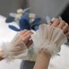 Woman Camping Shopping Fake Sleeves Ruffled Wrist Cuffs Sweater Wrist Decors