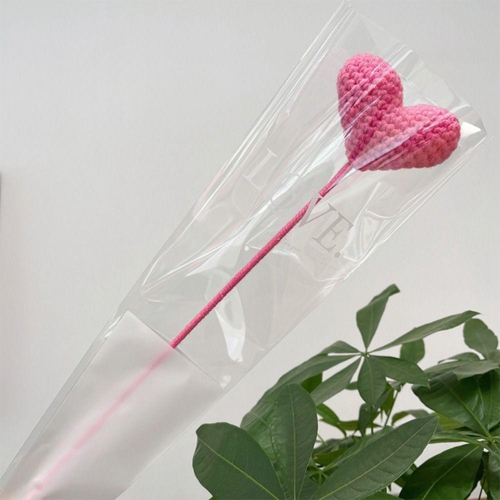 Heart Shaped Knitting Flower Carnation Flower Hand Woven Flower Creative DIY Bouquet  Holiday Gifts