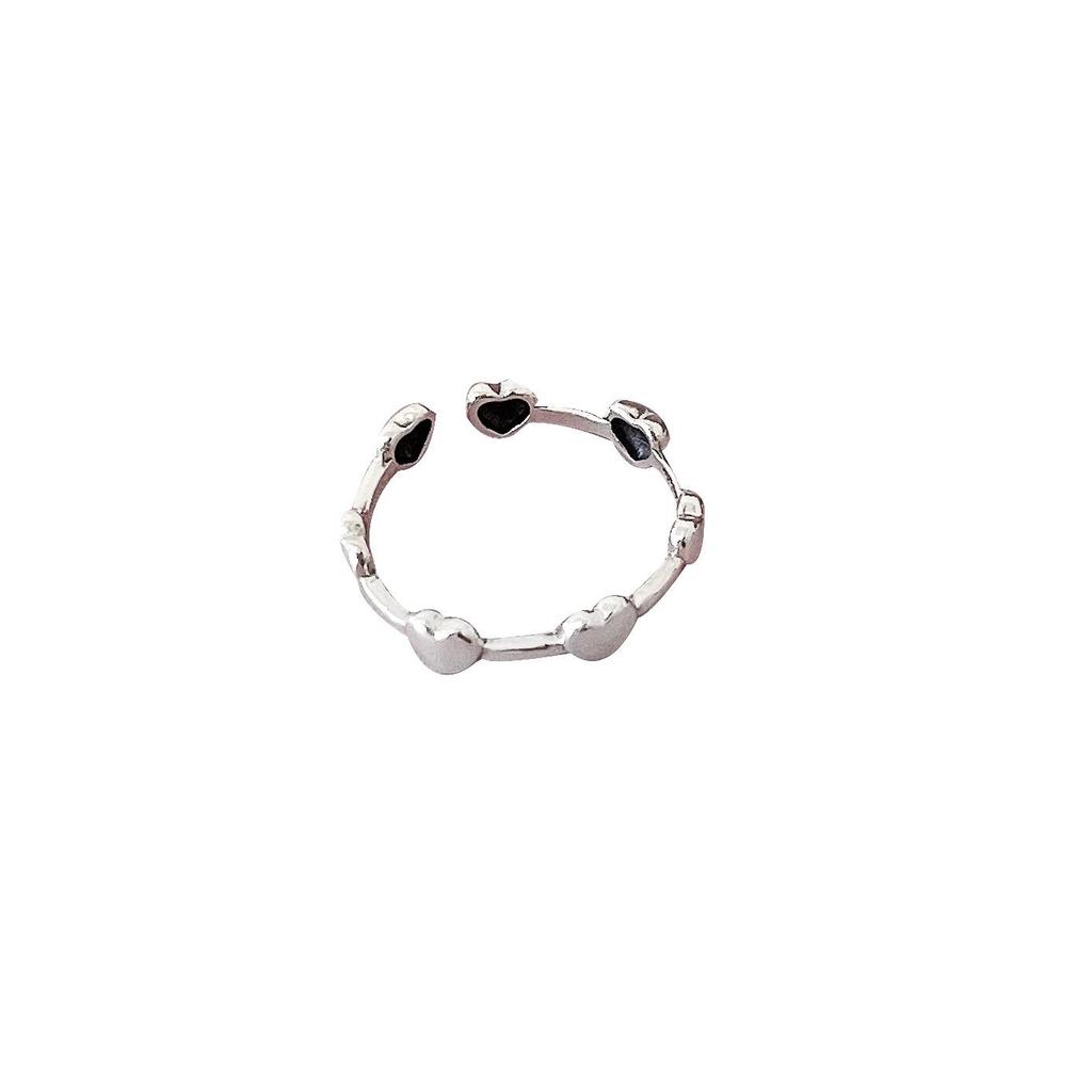 Yinruitai S925 Sterling Silver Korean Heart Design Thin Band Ring for Women