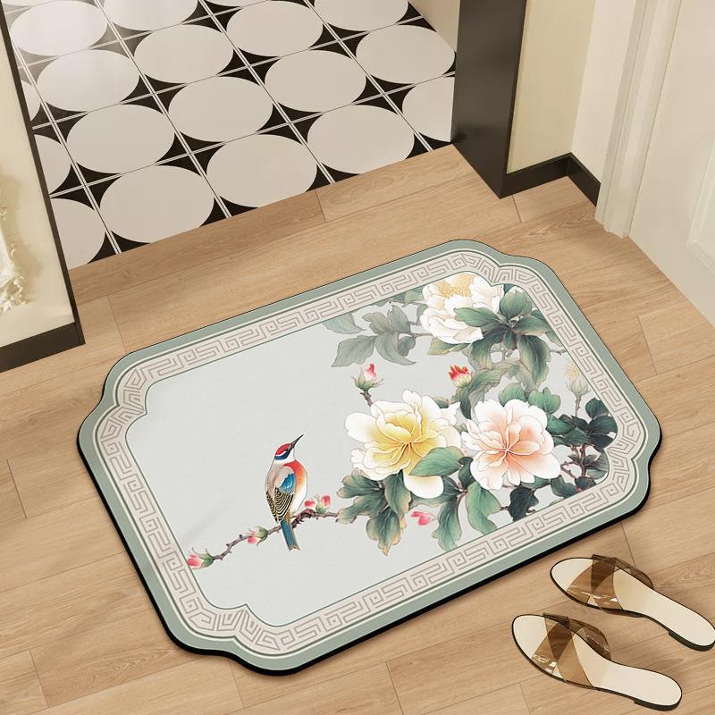 Mid-Autumn Absorbent Cushion Cushion Cute Chinese Flowers and Flowers Foot Mat Toilet Floor Mat Door Non-slip Bathroom Absorbent Cloth