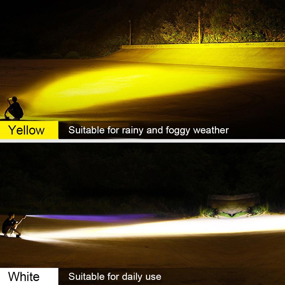 1 Piece 4-Mode Motorcycle LED Headlight Hi / Lo Beam Dual Color Spotlight for Tractor Truck SUV Boat with Switch, 9 - 85V Auxiliary Light