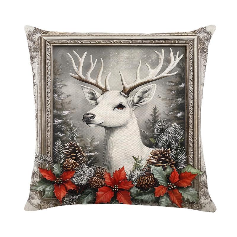 

Ретро Рождественская фоторамка Наволочка Лось Золотой колокольчик Украшение для дома Диванная подушка Наволочка Прикроватная подушка 45 * 45Cm (without pillow core)