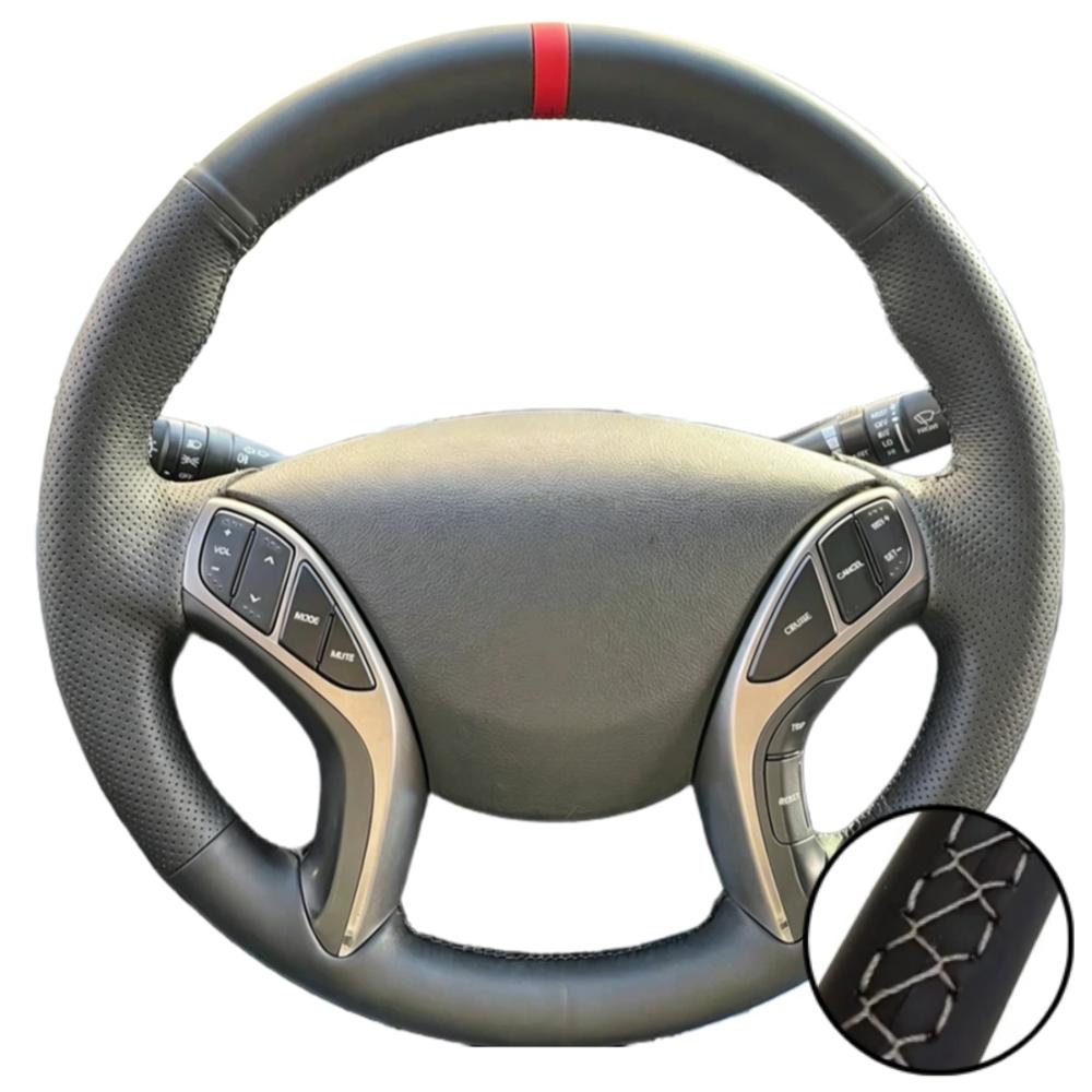 Hand-stitched Black Microfiber Leather 2011-2016 Avante i30 2012-2016 Steering Wheel Cover For Hyundai Elantra Car Accessories